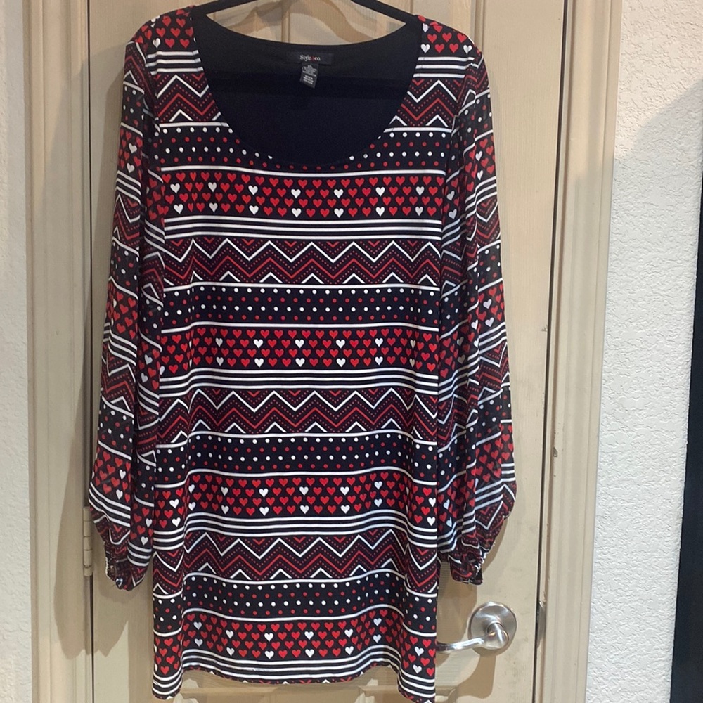 Style & Co. Black and Red Patterned Dress Sz XL
